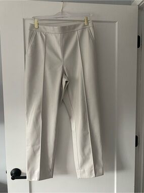 J. Crew Faux Leather Cream Cropped Tailored Pants